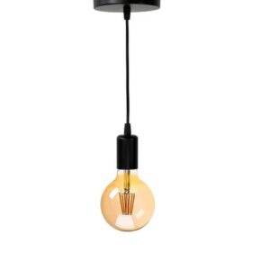 Lindo Pendente Cabo Pp 1m Canopla Termoplástico Preto Bivolt