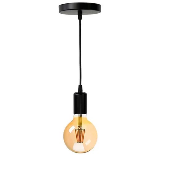 Lindo Pendente Cabo Pp 1m Canopla Termoplástico Preto Bivolt