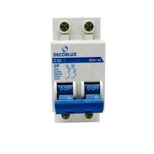 Mini disjuntor, plástico, DIN35, 2P 32A 230-400V 3KA curva C, cor branco