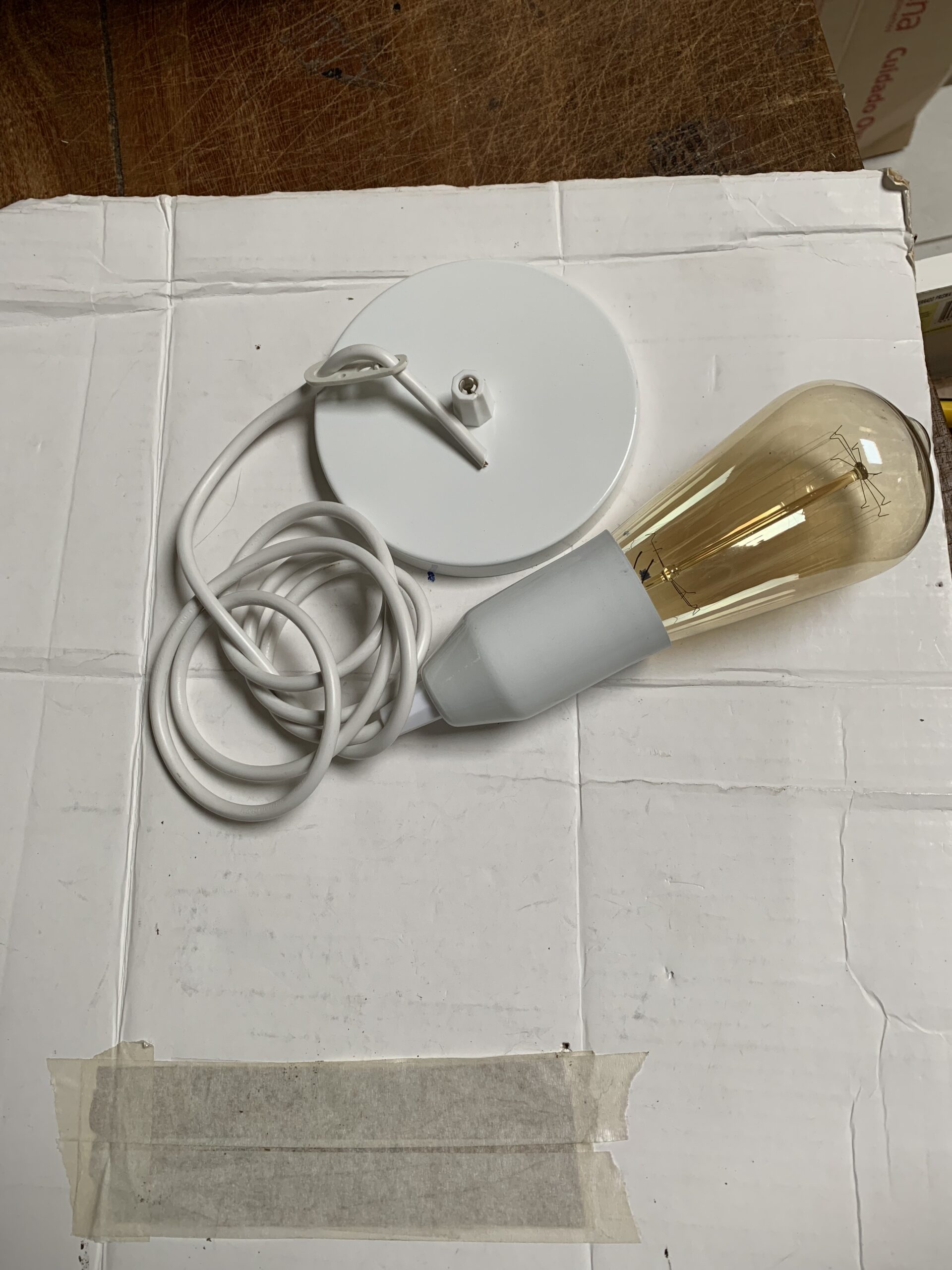 Pendente Branco Copinho Alumínio 1m Completo Soquete Porcelana E27 - Imagem 2