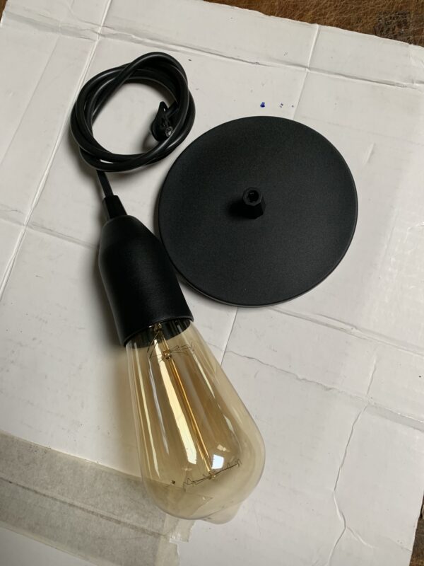 Pendente Preto Copinho Alumínio 1m Completo Soquete Porcelana E27 - Imagem 3