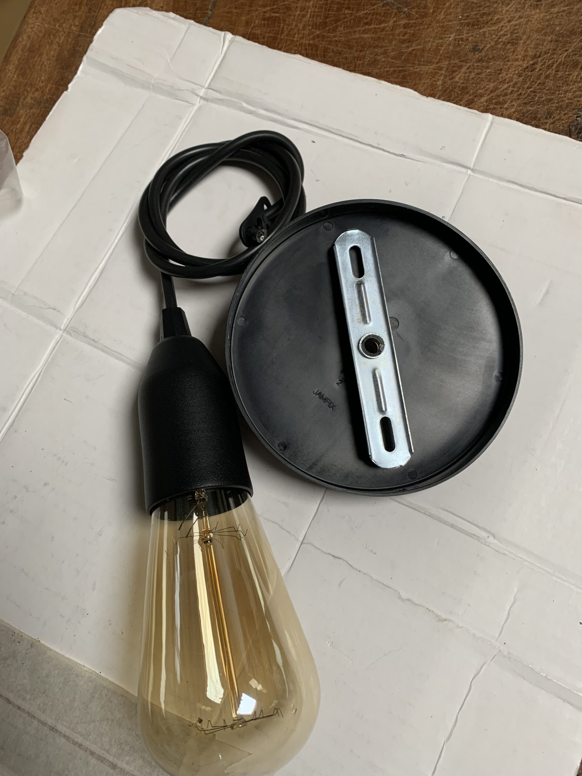 Pendente Preto Copinho Alumínio 1m Completo Soquete Porcelana E27 - Imagem 4