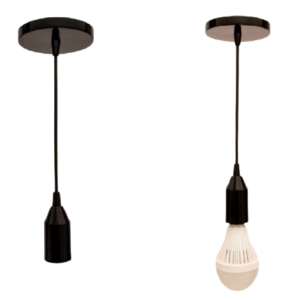 Pendente Preto Copinho Alumínio 1m Completo Soquete Porcelana E27