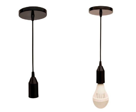Pendente Preto Copinho Alumínio 1m Completo Soquete Porcelana E27