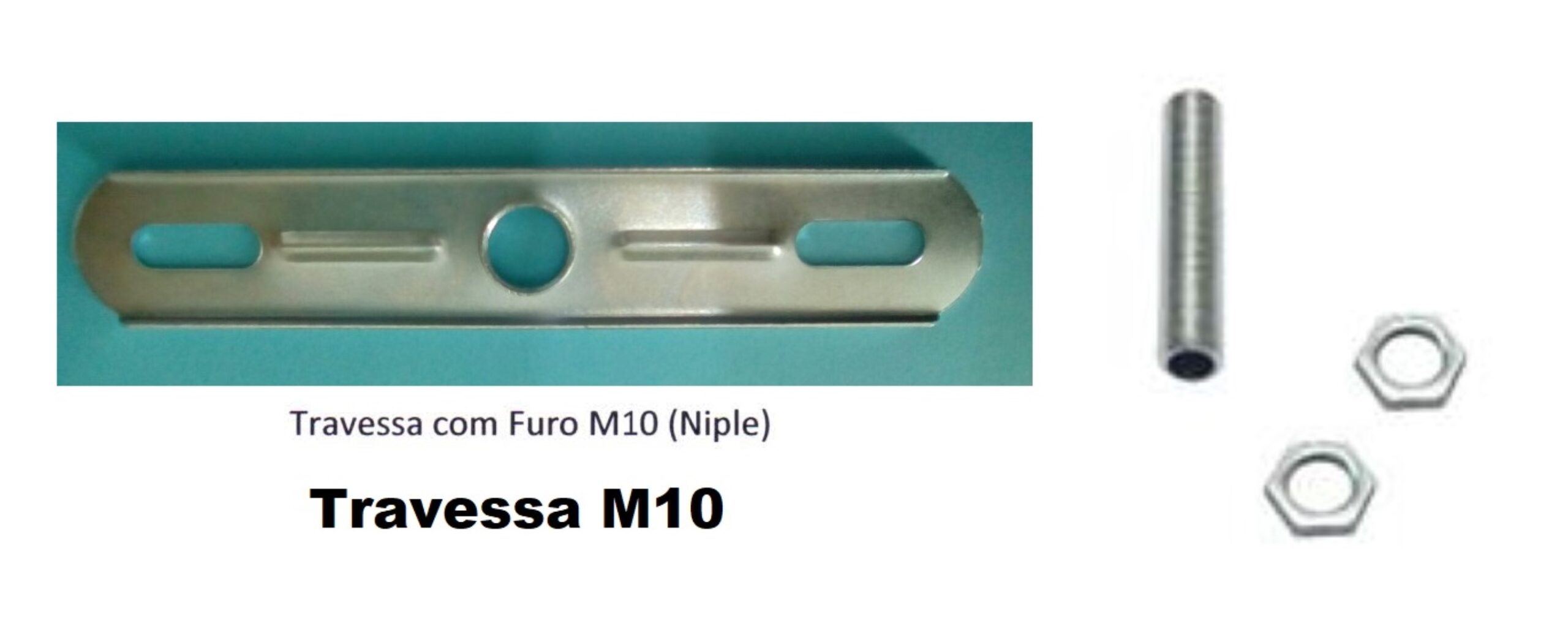 Kit 10 Niples 10cm + 10 Travessas Ferro C/ Aba + 10 Porcas M10 - Imagem 6