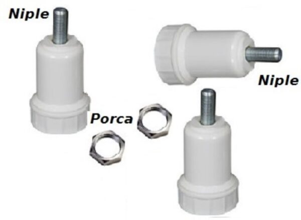 Kit 3 Unidades Soquetes Coluna Niple 2,5cm E Porcas Branco